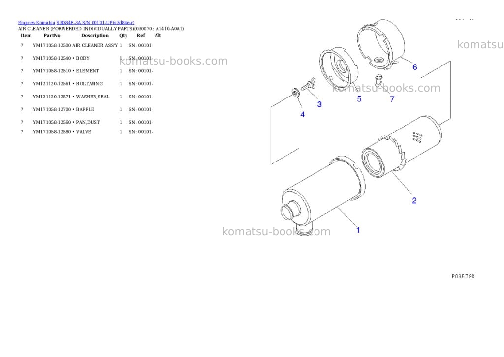 Komatsu S3D84E-3A S/N 00101-UP Parts catalog cover Page 6 Komatsu S3D84E-3A S/N 00101-UP Parts catalog cover Page 6
