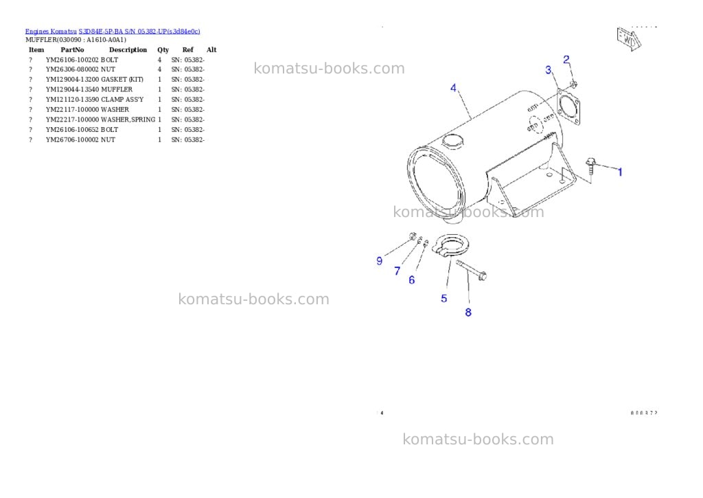 Komatsu s3d84e-5p-ba s/n 05382-up Parts catalog cover Page 8 Komatsu s3d84e-5p-ba s/n 05382-up Parts catalog cover Page 8