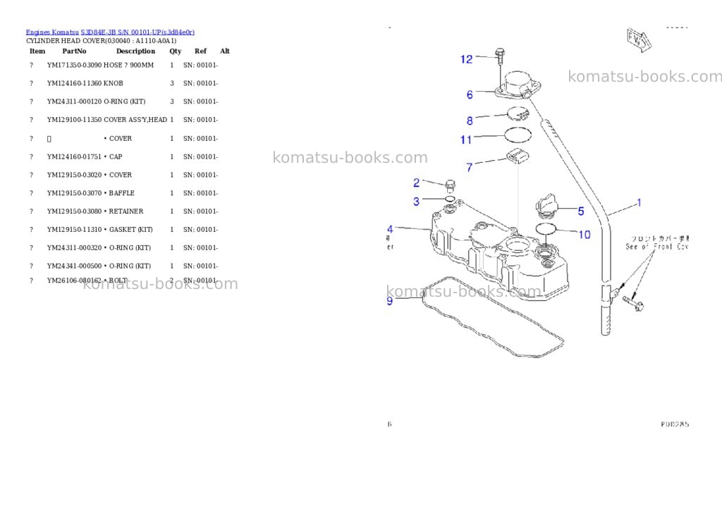Komatsu s3d84e-3b s/n 00101-up Parts catalog cover Page 3 Komatsu s3d84e-3b s/n 00101-up Parts catalog cover Page 3