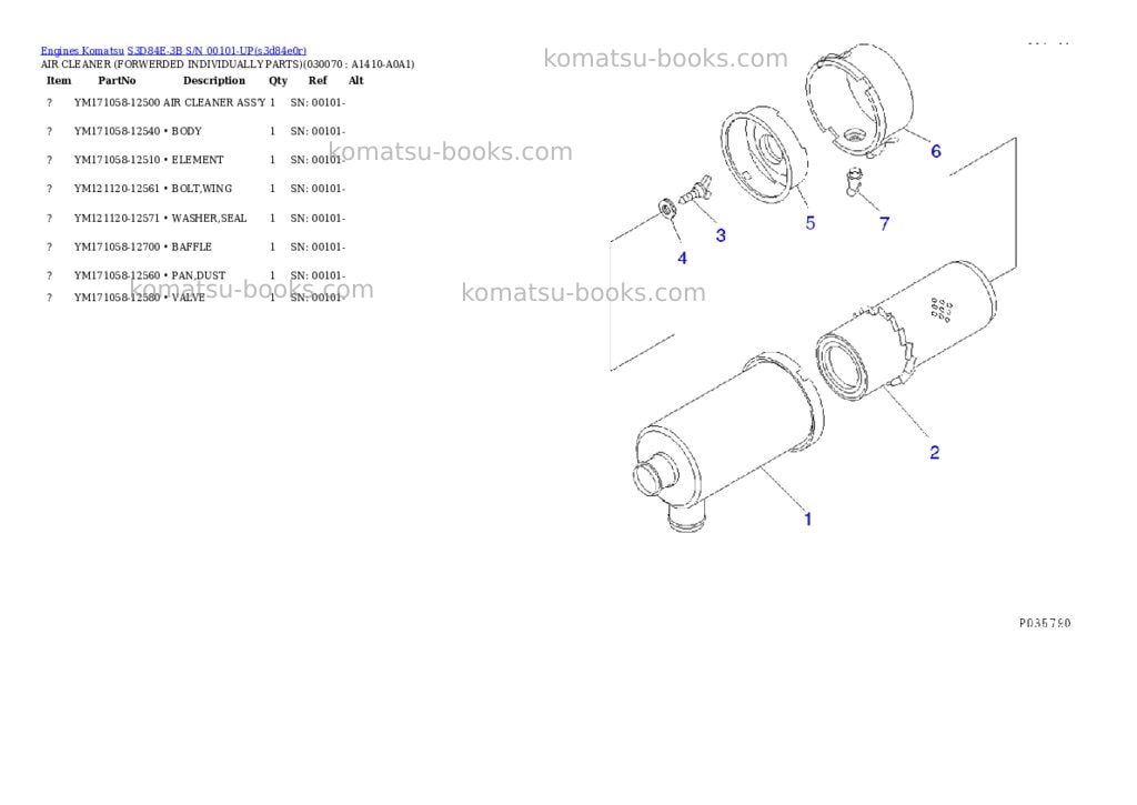 Komatsu s3d84e-3b s/n 00101-up Parts catalog cover Page 6 Komatsu s3d84e-3b s/n 00101-up Parts catalog cover Page 6