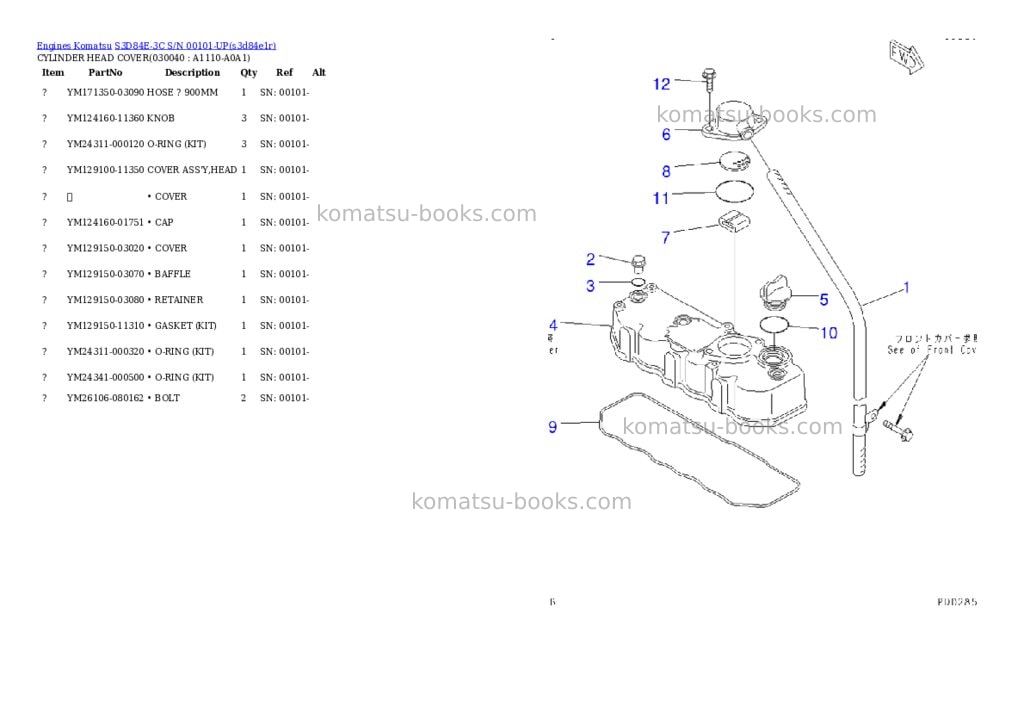 Komatsu s3d84e-3c s/n 00101-up Parts catalog cover Page 3 Komatsu s3d84e-3c s/n 00101-up Parts catalog cover Page 3