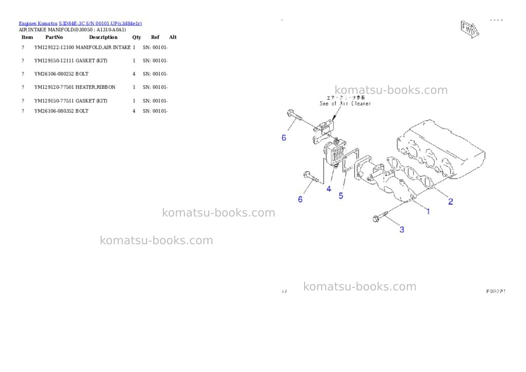 Komatsu s3d84e-3c s/n 00101-up Parts catalog cover Page 4 Komatsu s3d84e-3c s/n 00101-up Parts catalog cover Page 4