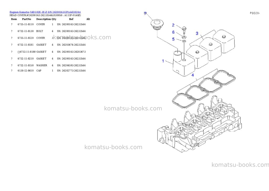 Komatsu s4d102e-1e-z s/n 26200163-up Parts catalog cover Page 4 Komatsu s4d102e-1e-z s/n 26200163-up Parts catalog cover Page 4