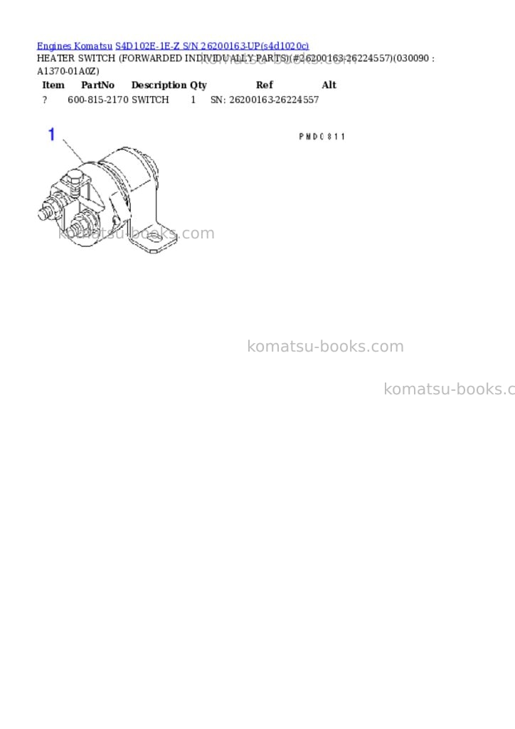 Komatsu s4d102e-1e-z s/n 26200163-up Parts catalog cover Page 8 Komatsu s4d102e-1e-z s/n 26200163-up Parts catalog cover Page 8