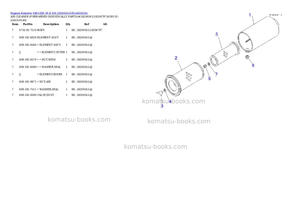 Komatsu s4d102e-1e-z s/n 26200163-up Parts catalog cover Page 9 Komatsu s4d102e-1e-z s/n 26200163-up Parts catalog cover Page 9