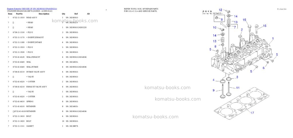 Komatsu S4D102E-1F S/N 26200163-UP Parts catalog cover Komatsu S4D102E-1F S/N 26200163-UP Parts catalog cover