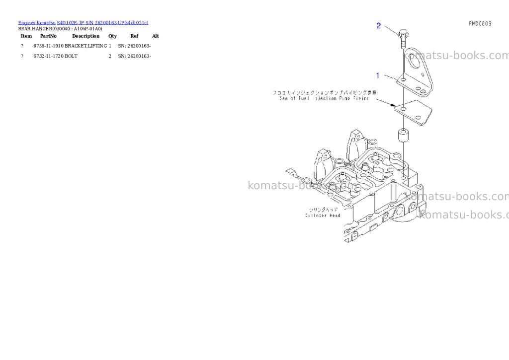 Komatsu S4D102E-1F S/N 26200163-UP Parts catalog cover Page 3 Komatsu S4D102E-1F S/N 26200163-UP Parts catalog cover Page 3