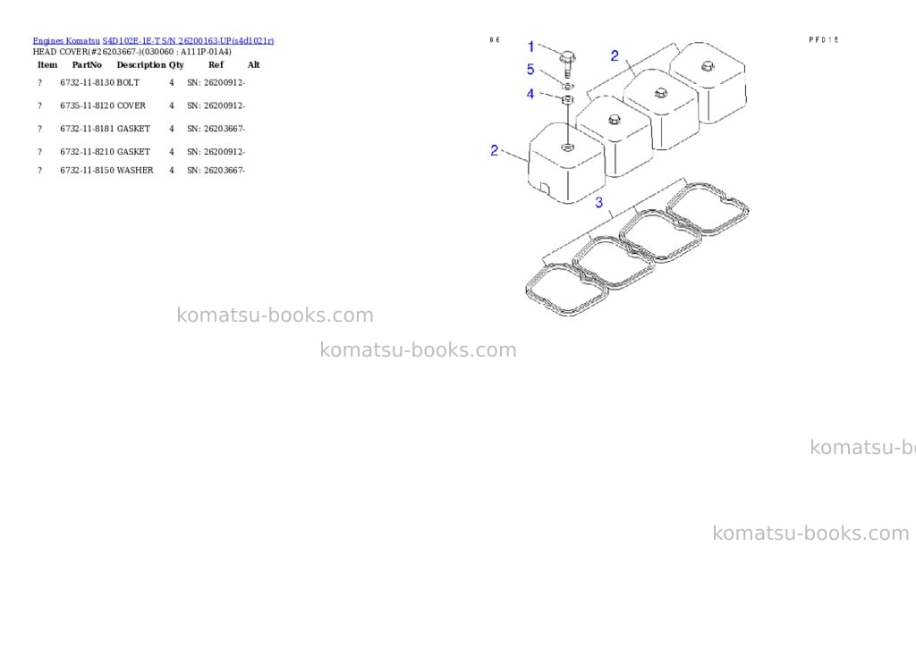 Komatsu s4d102e-1e-t s/n 26200163-up Parts catalog cover Page 5