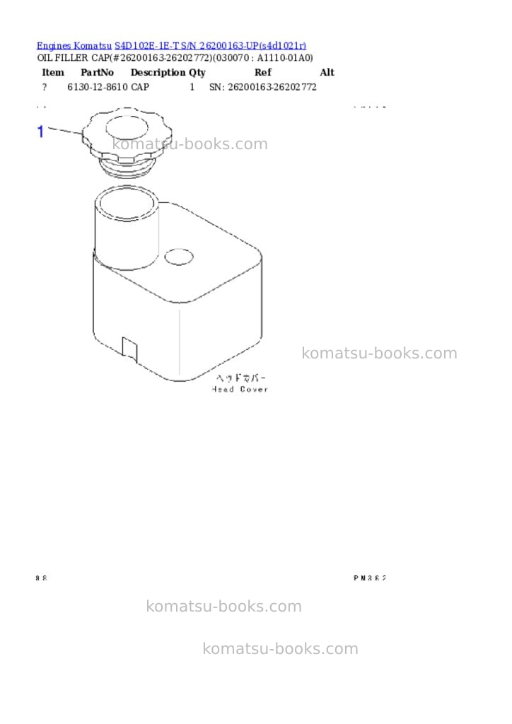 Komatsu s4d102e-1e-t s/n 26200163-up Parts catalog cover Page 6