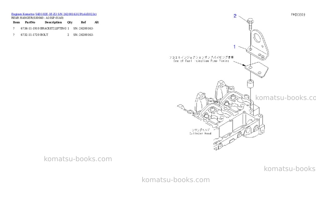 Komatsu s4d102e-1e-z3 s/n 26200163-up Parts catalog cover Page 3