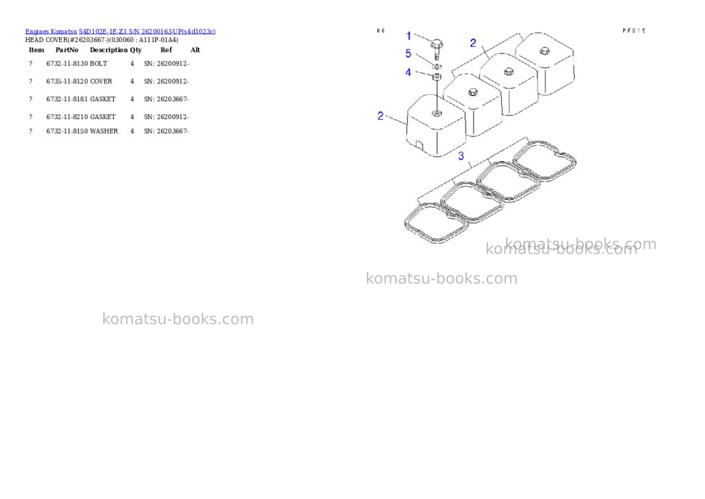 Komatsu s4d102e-1e-z3 s/n 26200163-up Parts catalog cover Page 5