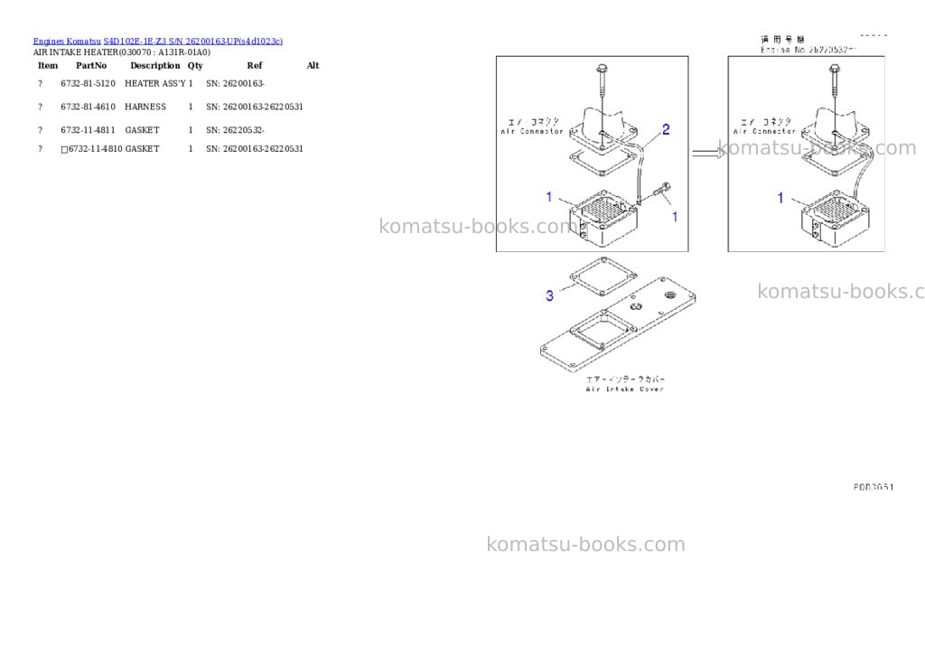 Komatsu s4d102e-1e-z3 s/n 26200163-up Parts catalog cover Page 6