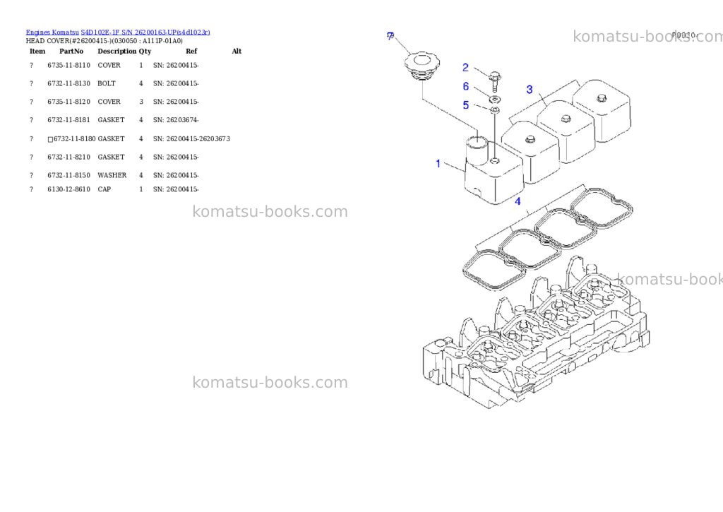 Komatsu s4d102e-1f s/n 26200163-up Parts catalog cover Page 4 Komatsu s4d102e-1f s/n 26200163-up Parts catalog cover Page 4