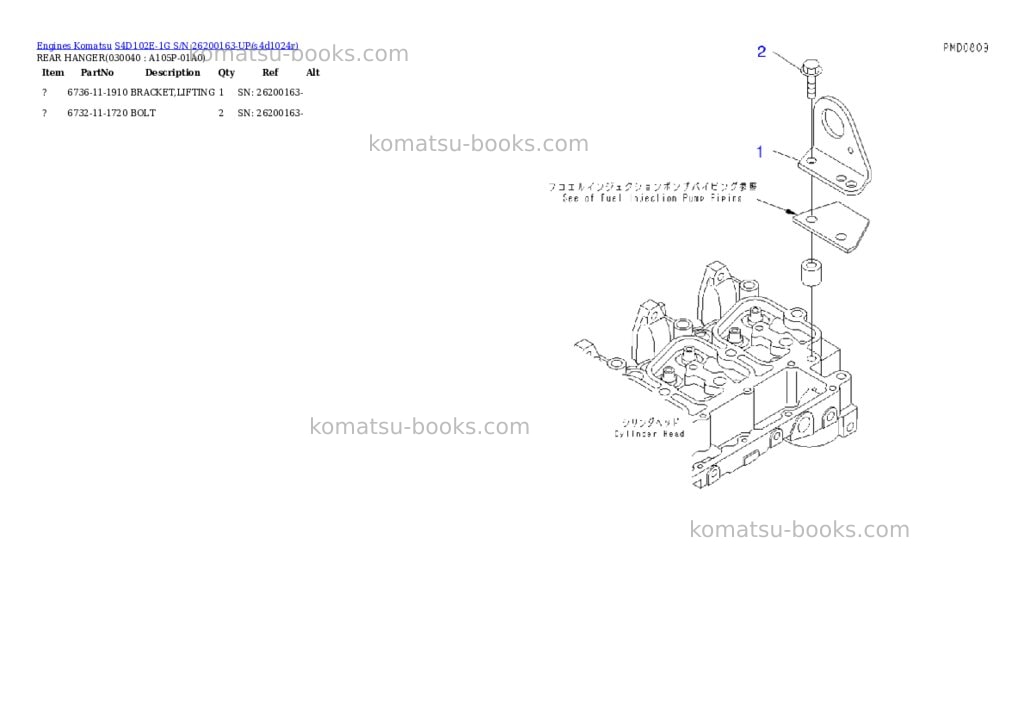 Komatsu s4d102e-1g s/n 26200163-up Parts catalog cover Page 3 Komatsu s4d102e-1g s/n 26200163-up Parts catalog cover Page 3