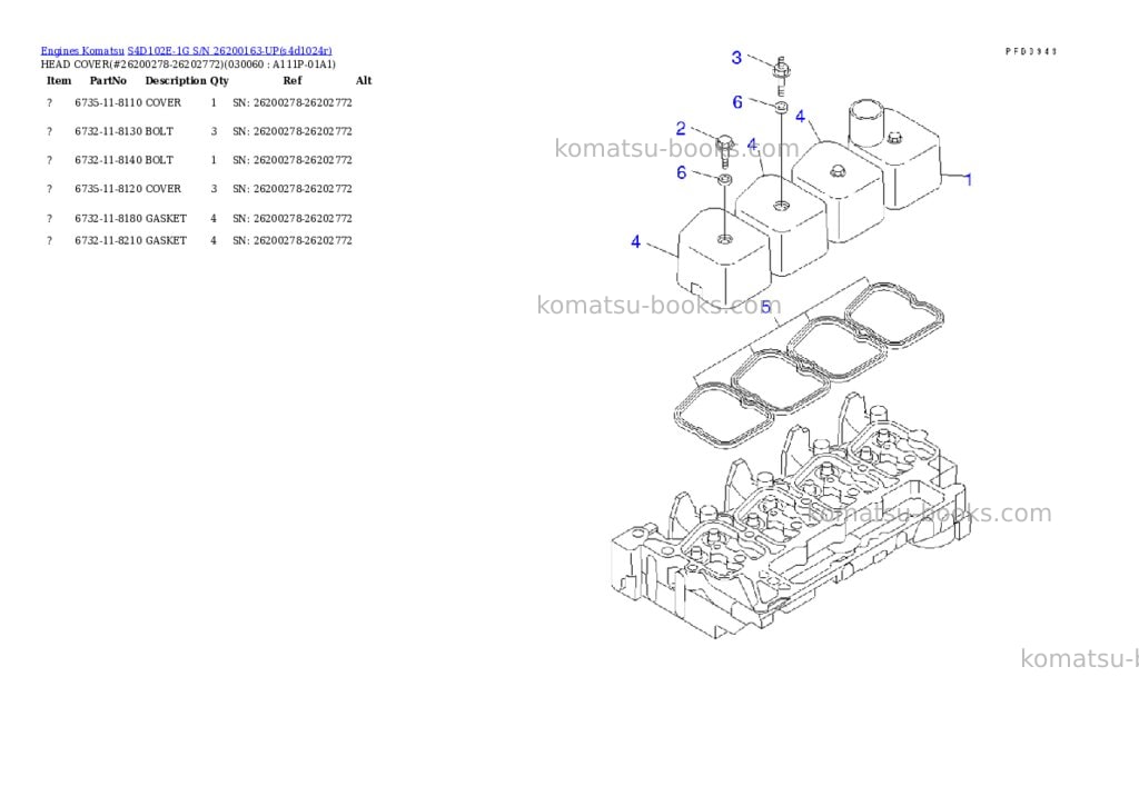 Komatsu s4d102e-1g s/n 26200163-up Parts catalog cover Page 5 Komatsu s4d102e-1g s/n 26200163-up Parts catalog cover Page 5