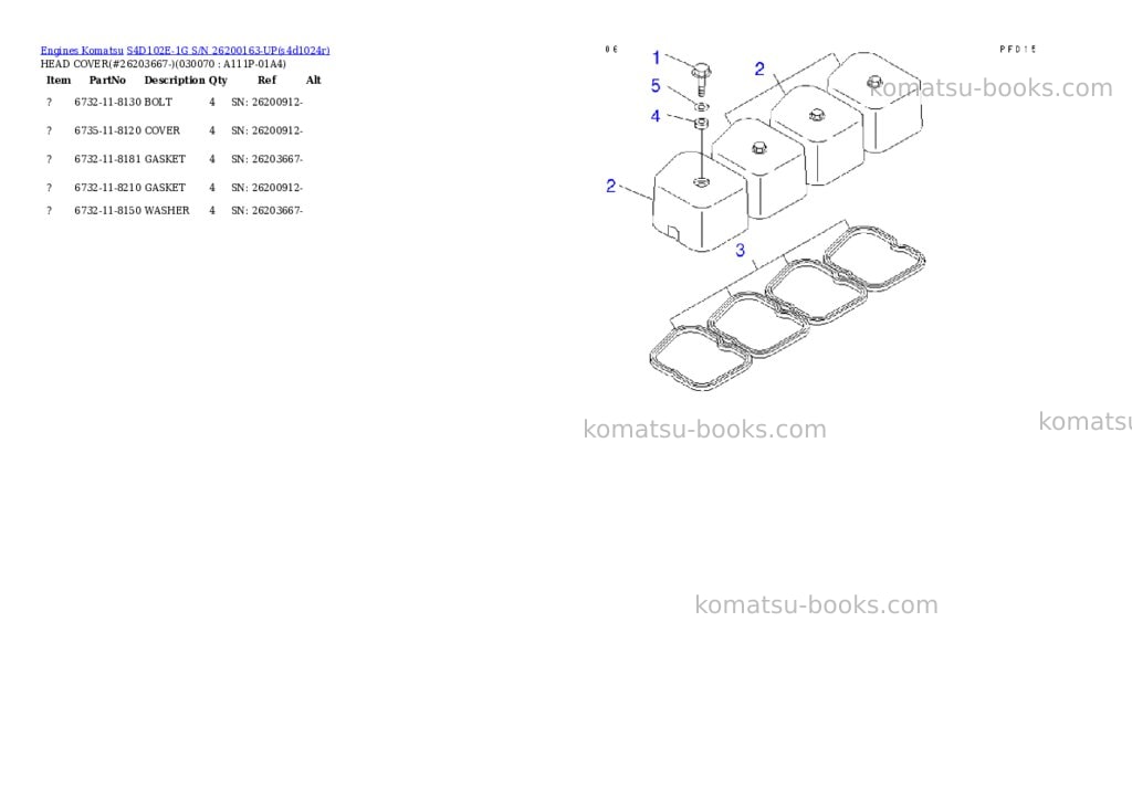 Komatsu s4d102e-1g s/n 26200163-up Parts catalog cover Page 6 Komatsu s4d102e-1g s/n 26200163-up Parts catalog cover Page 6