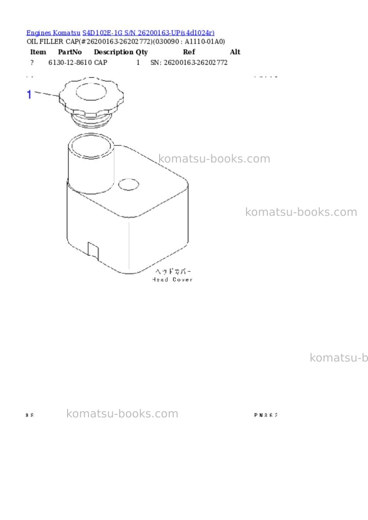 Komatsu s4d102e-1g s/n 26200163-up Parts catalog cover Page 8 Komatsu s4d102e-1g s/n 26200163-up Parts catalog cover Page 8