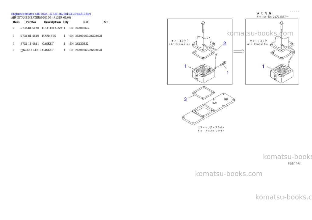 Komatsu s4d102e-1g s/n 26200163-up Parts catalog cover Page 9 Komatsu s4d102e-1g s/n 26200163-up Parts catalog cover Page 9