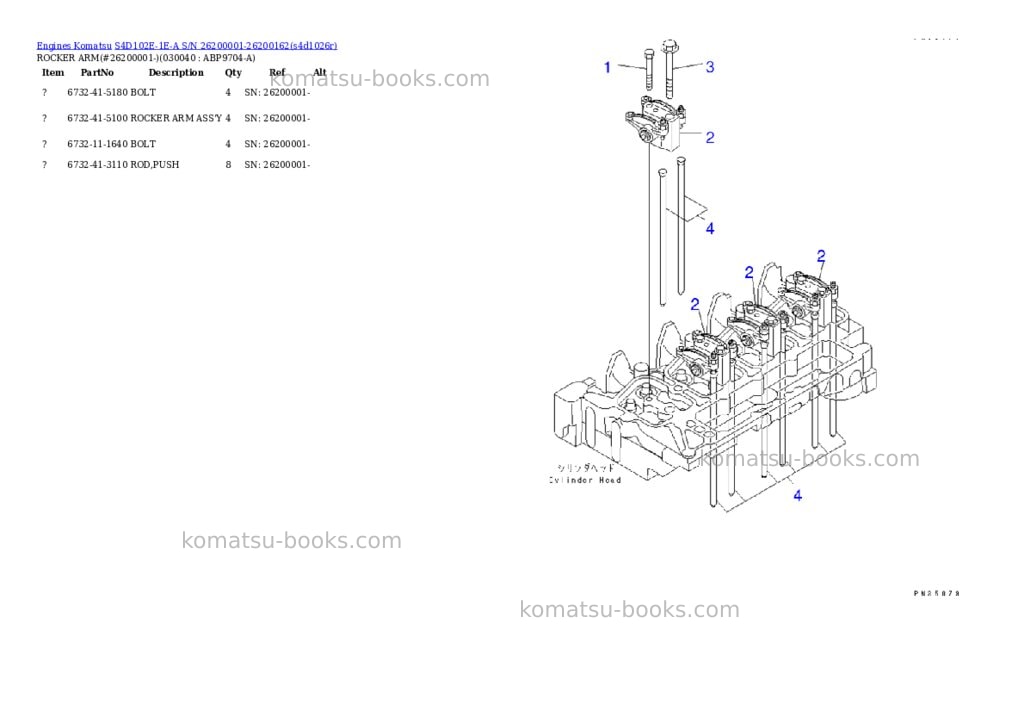 Komatsu s4d102e-1e-a s/n 26200001-26200162 Parts catalog cover Page 3