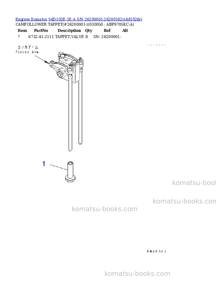 Komatsu s4d102e-1e-a s/n 26200001-26200162 Parts catalog cover Page 4