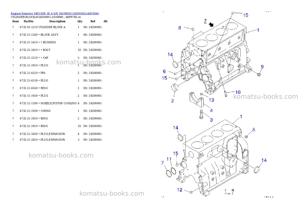 Komatsu s4d102e-1e-a s/n 26200001-26200162 Parts catalog cover Page 5