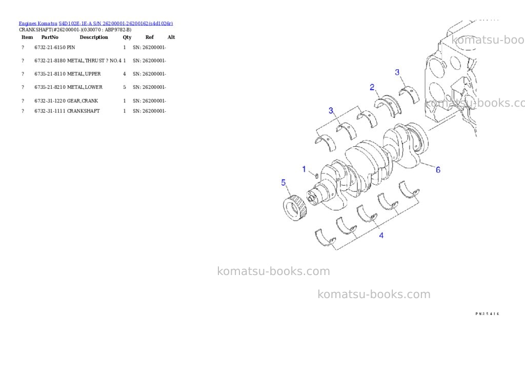 Komatsu s4d102e-1e-a s/n 26200001-26200162 Parts catalog cover Page 6