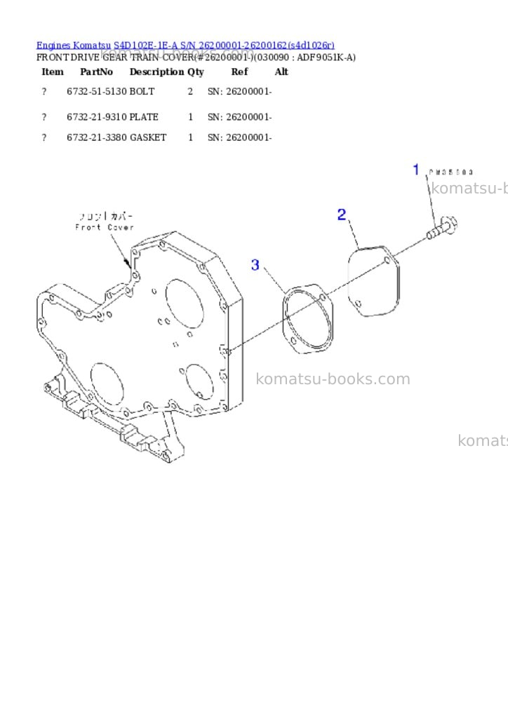Komatsu s4d102e-1e-a s/n 26200001-26200162 Parts catalog cover Page 8