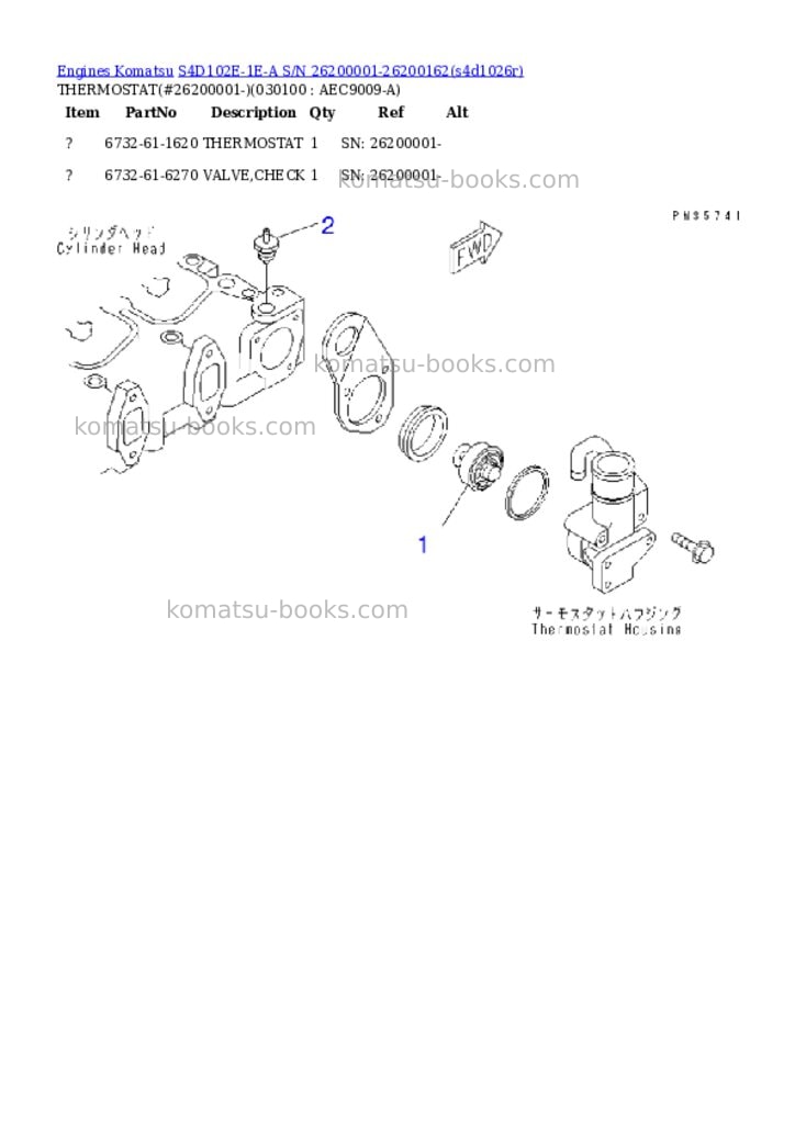 Komatsu s4d102e-1e-a s/n 26200001-26200162 Parts catalog cover Page 9