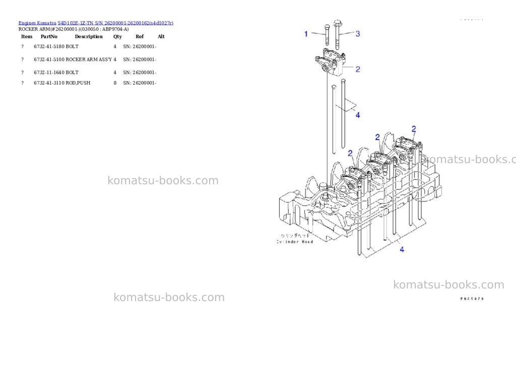 Komatsu s4d102e-1z-tn s/n 26200001-26200162 Parts catalog cover Page 4 Komatsu s4d102e-1z-tn s/n 26200001-26200162 Parts catalog cover Page 4