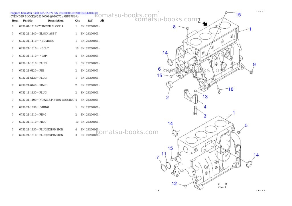 Komatsu s4d102e-1z-tn s/n 26200001-26200162 Parts catalog cover Page 6 Komatsu s4d102e-1z-tn s/n 26200001-26200162 Parts catalog cover Page 6