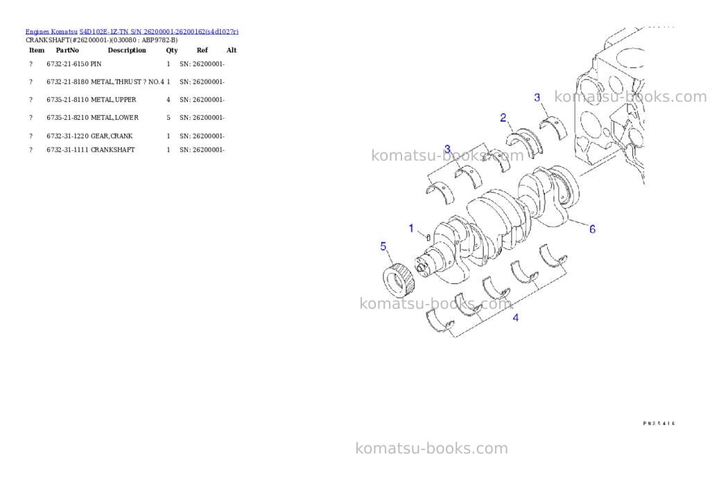 Komatsu s4d102e-1z-tn s/n 26200001-26200162 Parts catalog cover Page 7 Komatsu s4d102e-1z-tn s/n 26200001-26200162 Parts catalog cover Page 7