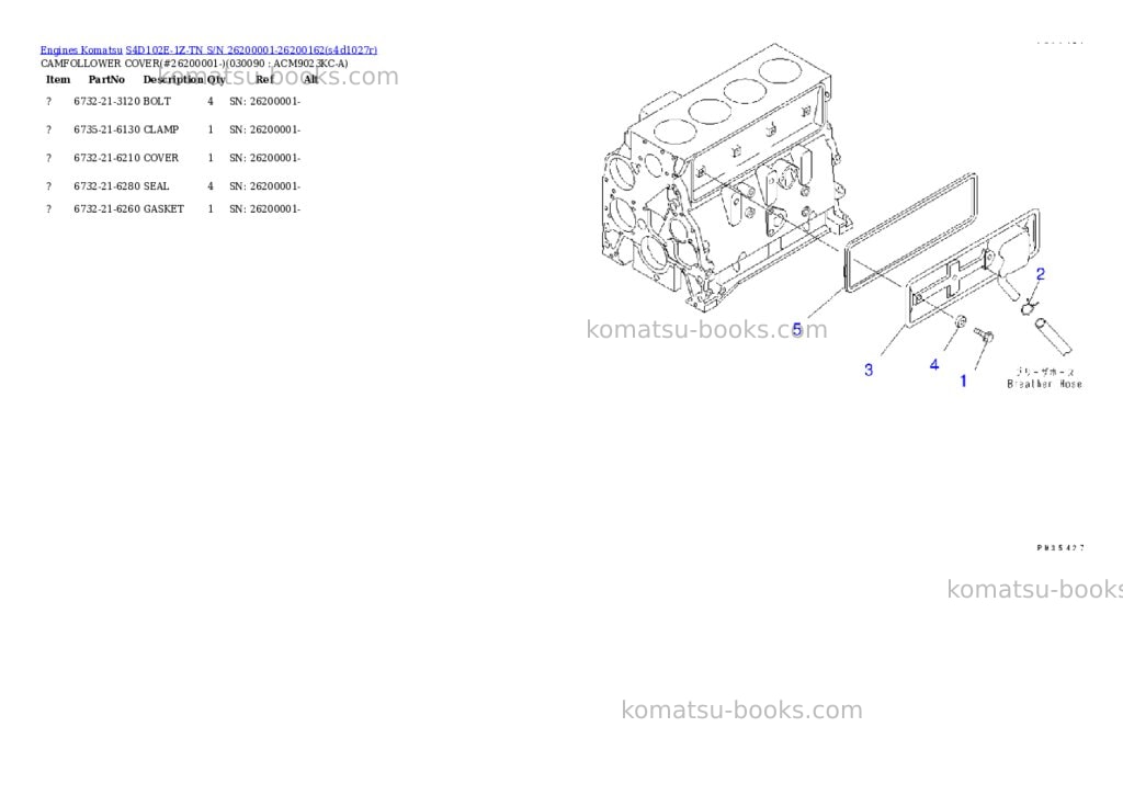 Komatsu s4d102e-1z-tn s/n 26200001-26200162 Parts catalog cover Page 8 Komatsu s4d102e-1z-tn s/n 26200001-26200162 Parts catalog cover Page 8