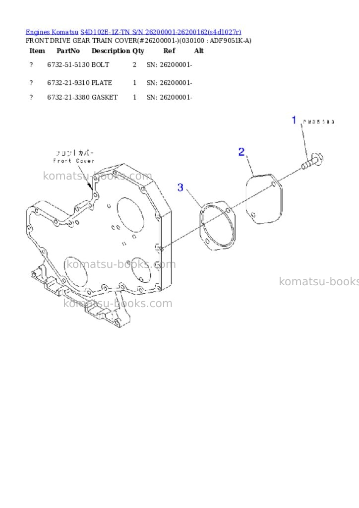 Komatsu s4d102e-1z-tn s/n 26200001-26200162 Parts catalog cover Page 9 Komatsu s4d102e-1z-tn s/n 26200001-26200162 Parts catalog cover Page 9