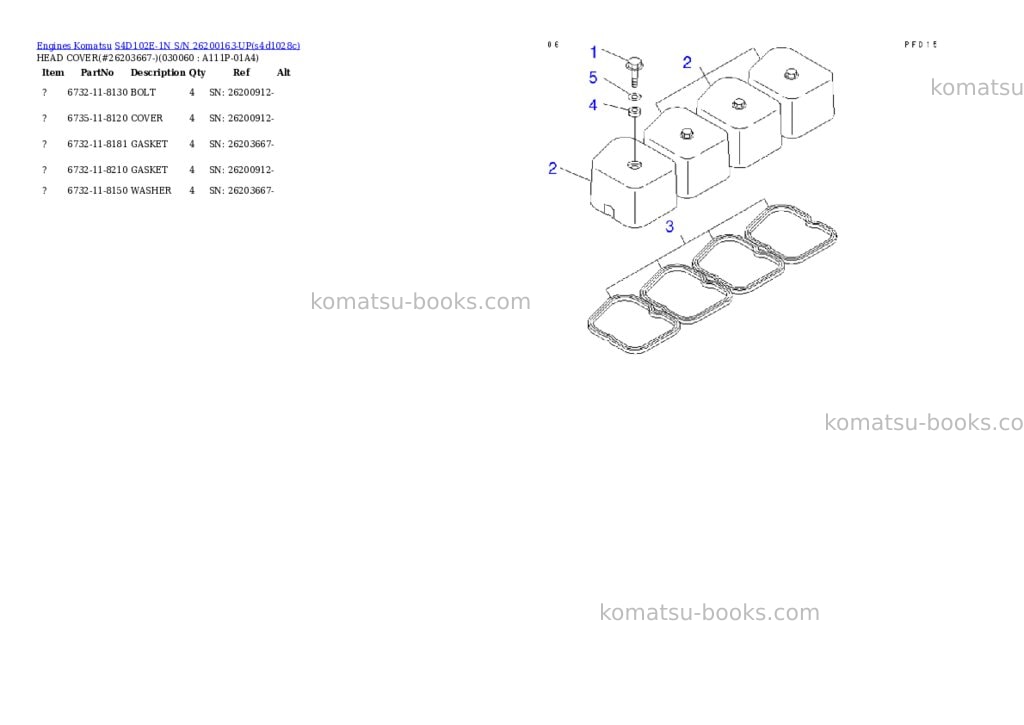 Komatsu s4d102e-1n s/n 26200163-up Parts catalog cover Page 5