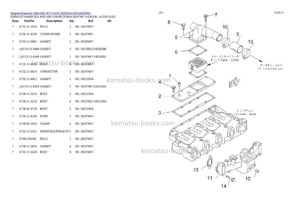 Komatsu S4D102E-1F-US S/N 26200163-UP Parts catalog cover Page 9 Komatsu S4D102E-1F-US S/N 26200163-UP Parts catalog cover Page 9