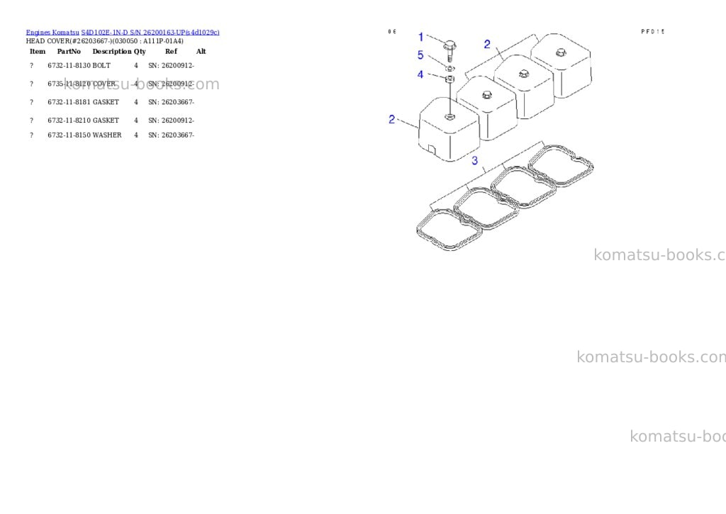 Komatsu s4d102e-1n-d s/n 26200163-up Parts catalog cover Page 4 Komatsu s4d102e-1n-d s/n 26200163-up Parts catalog cover Page 4