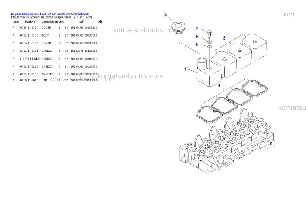 Komatsu S4D102E-1D S/N 26200163-UP Parts catalog cover Page 4 Komatsu S4D102E-1D S/N 26200163-UP Parts catalog cover Page 4