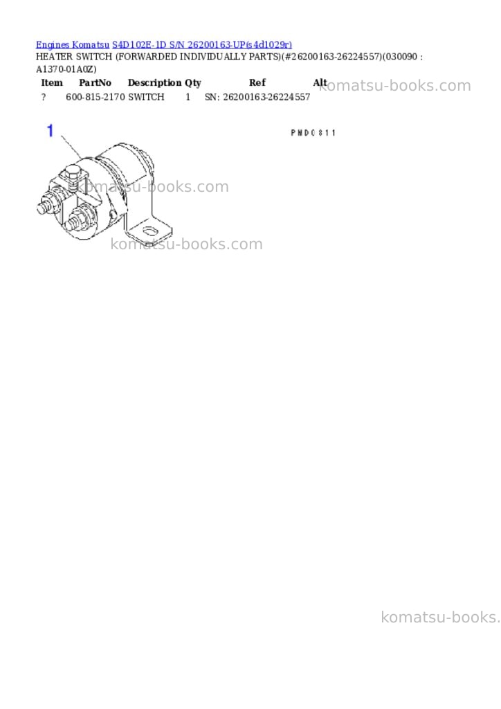 Komatsu S4D102E-1D S/N 26200163-UP Parts catalog cover Page 8 Komatsu S4D102E-1D S/N 26200163-UP Parts catalog cover Page 8