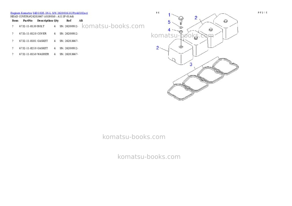 Komatsu s4d102e-1n-l s/n 26200163-up Parts catalog cover Page 4