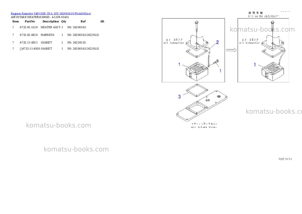 Komatsu s4d102e-1n-l s/n 26200163-up Parts catalog cover Page 5