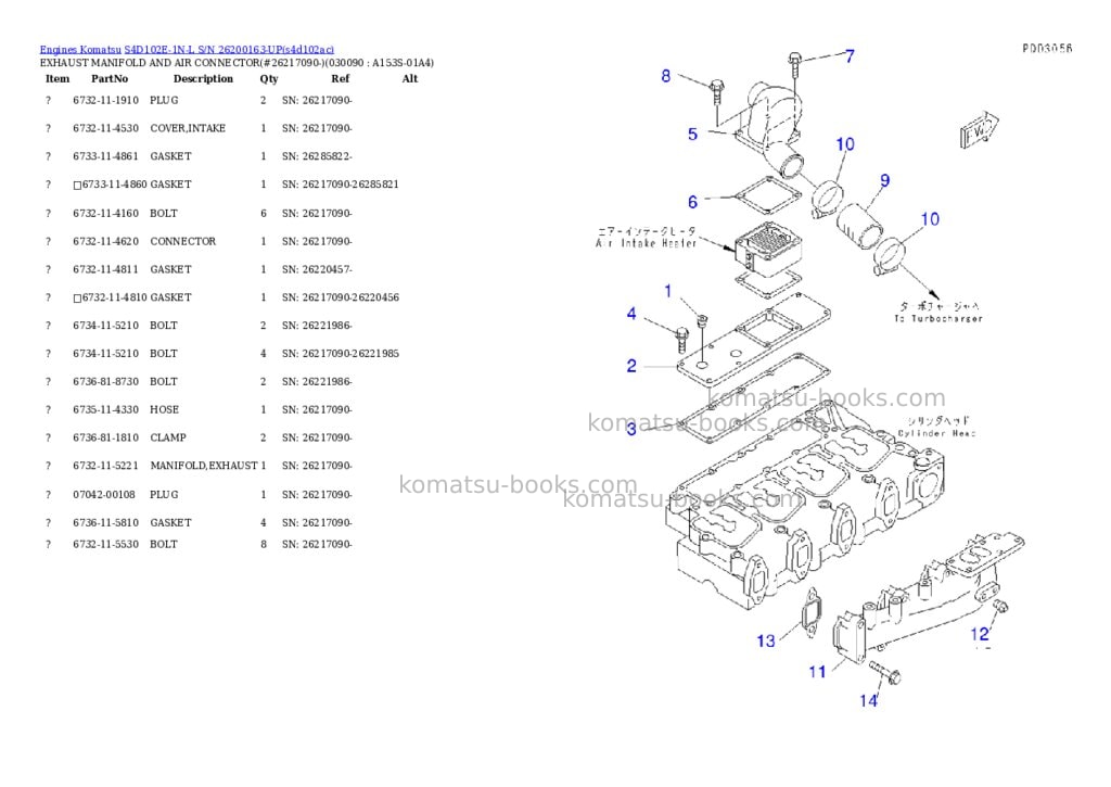 Komatsu s4d102e-1n-l s/n 26200163-up Parts catalog cover Page 8