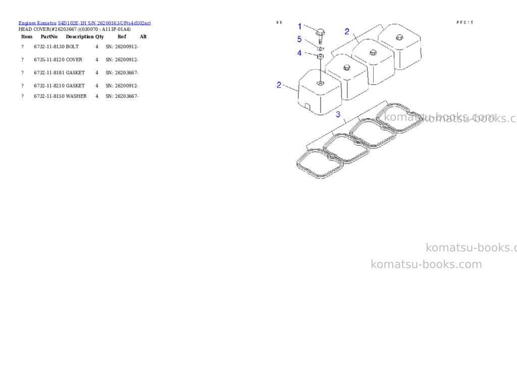 Komatsu s4d102e-1h s/n 26200163-up Parts catalog cover Page 6 Komatsu s4d102e-1h s/n 26200163-up Parts catalog cover Page 6