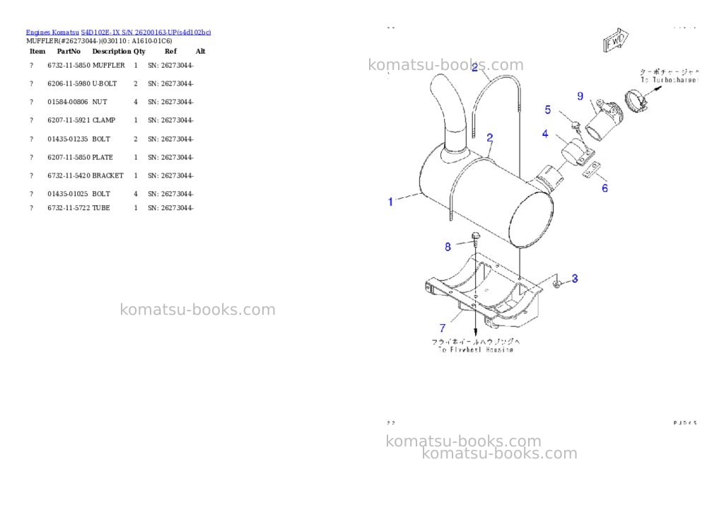 Komatsu s4d102e-1x s/n 26200163-up Parts catalog cover Page 10 Komatsu s4d102e-1x s/n 26200163-up Parts catalog cover Page 10