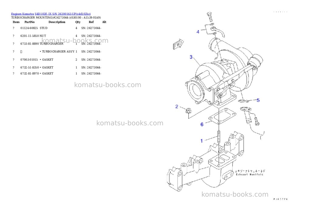 Komatsu s4d102e-1x s/n 26200163-up Parts catalog cover Page 9 Komatsu s4d102e-1x s/n 26200163-up Parts catalog cover Page 9