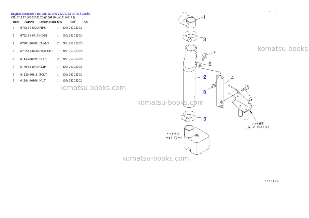 Komatsu S4D102E-1K S/N 26200163-UP Parts catalog cover Page 10 Komatsu S4D102E-1K S/N 26200163-UP Parts catalog cover Page 10
