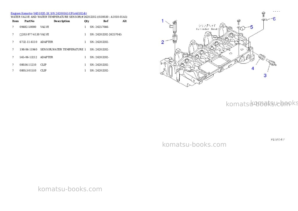 Komatsu S4D102E-1K S/N 26200163-UP Parts catalog cover Page 2 Komatsu S4D102E-1K S/N 26200163-UP Parts catalog cover Page 2