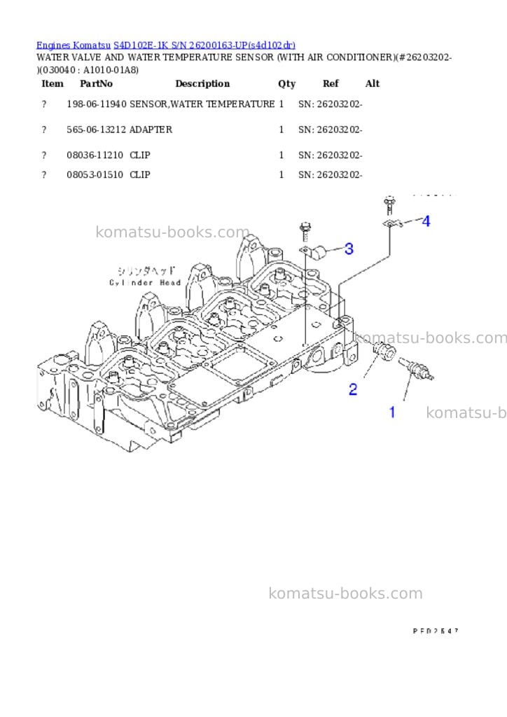 Komatsu S4D102E-1K S/N 26200163-UP Parts catalog cover Page 3 Komatsu S4D102E-1K S/N 26200163-UP Parts catalog cover Page 3