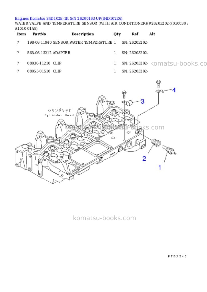 Komatsu s4d102e-1k s/n 26200163-up Parts catalog cover Page 2 Komatsu s4d102e-1k s/n 26200163-up Parts catalog cover Page 2