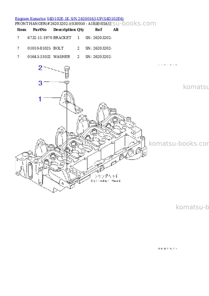 Komatsu s4d102e-1k s/n 26200163-up Parts catalog cover Page 4 Komatsu s4d102e-1k s/n 26200163-up Parts catalog cover Page 4