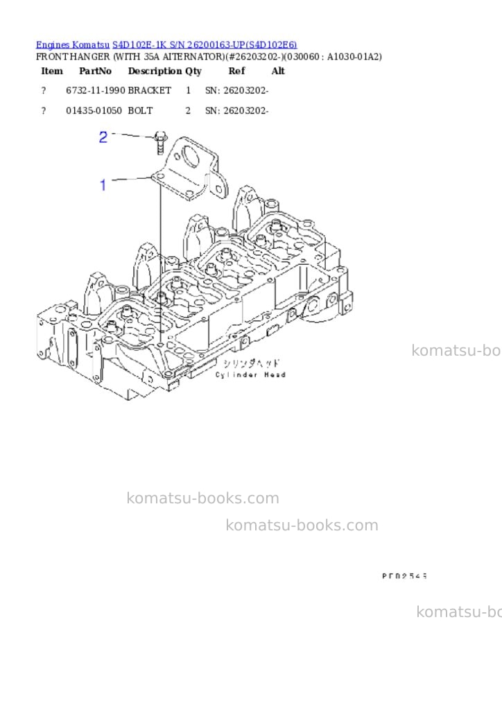 Komatsu s4d102e-1k s/n 26200163-up Parts catalog cover Page 5 Komatsu s4d102e-1k s/n 26200163-up Parts catalog cover Page 5